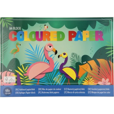 Afbeelding van Blok met 48 vel gekleurd papier A4 Flami