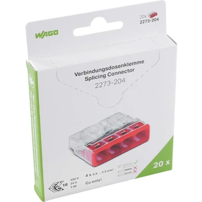 Afbeelding van WAGO 4V Lasklem Mini 4x0.5 2.5 20 Stuks Op Blister