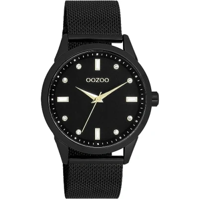 Afbeelding van OOZOO Timepieces zwarte horloge met metalen mesh armband C11284