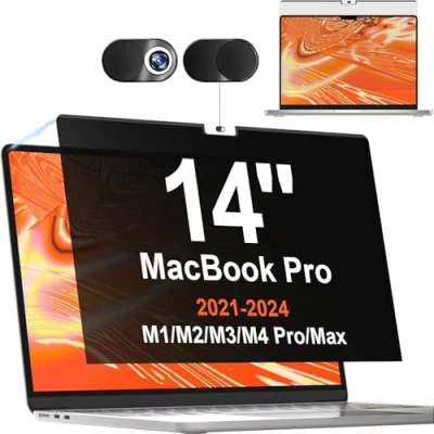 Afbeelding van Magnetische privacyfilter voor MacBook Pro 14 inch (2021 2023, M1, M2, M3), anti spion/blauwlichtfilter, privacy, afneembaar, premium schermfilter 14,2