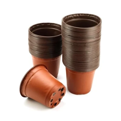 Afbeelding van QWORK® 100 stuks kunststof plantenpotten met afvoergaten Ø 10 cm zaailingpot container verplanten