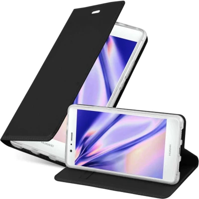 Afbeelding van Cadorabo Hoesje geschikt voor Huawei P9 LITE 2016 / G9 in CLASSY ZWART Beschermhoes met magnetische sluiting, standfunctie en kaartvakje Book Case Cover Etui