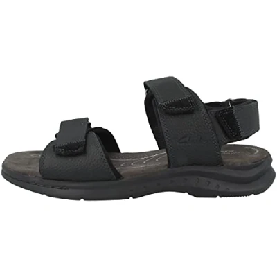 Afbeelding van Clarks Hapsford Creek Visserssandalen voor heren, leer, zwart, 41,5 EU, Zwart leer