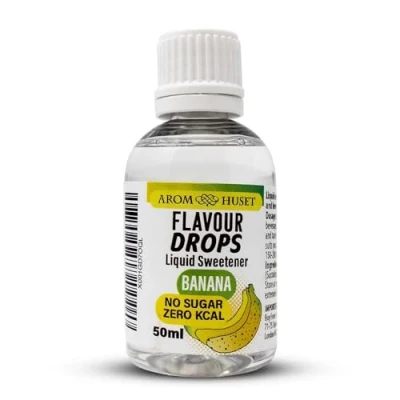 Image de Aromhuset Gouttes saveur banane 50 ml Liquide aromatisé haute intensité, sans sucre, zéro calorie pour boissons protéinées, pâtisserie, yaourt, crème glacée, desserts et plus encore