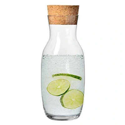 Afbeelding van KROSNO Karaf met Kurken Deksel 1000 ml Pure Collectie Kristalglas Perfect voor Thuis, Restaurants en Feesten Vaatwasser Veilig
