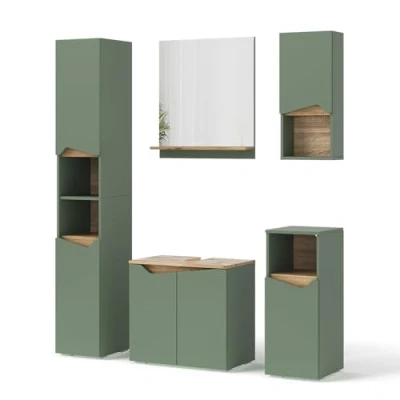 Afbeelding van Vicco Badkamermeubelset Marelle, Groen/Kunstzinnig, 5 Teile