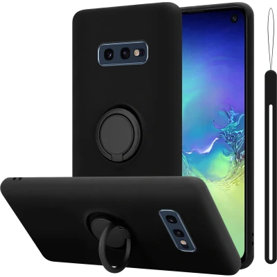 Afbeelding van Cadorabo Hoesje geschikt voor Samsung Galaxy S10e in LIQUID ZWART Beschermhoes van flexibel TPU silicone Case Cover met ring