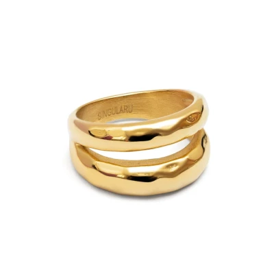 Afbeelding van SINGULARU Bague Oceana. Acier avec Plaqué or 18 carats. Bijoux pour Femme. Taille 50.