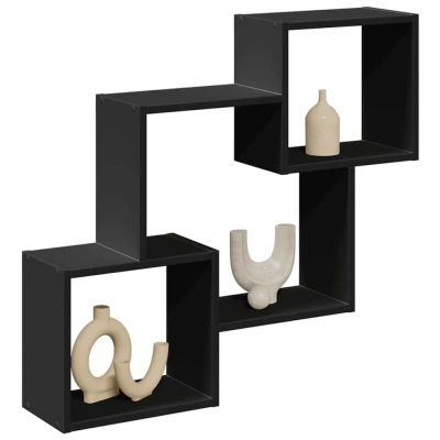 Afbeelding van Wandkast 78x18x71 cm bewerkt hout zwart