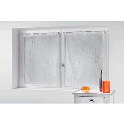 Afbeelding van Recht paar lussen 2 x 90 cm, raamsluier, Filiane wit