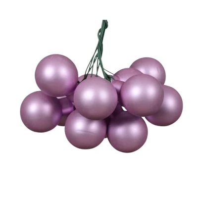 Afbeelding van Kaemingk 12 stuks kerstballen op glasdraad, 2 cm, mat clustervorm, kleine decoratieve ballen, kerstdecoratie, lichtpaars