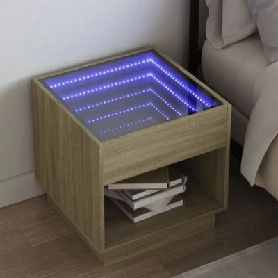 Afbeelding van vidaXL Nachtkastje met Infinity LED 50x50x50 cm sonoma eikenkleurig