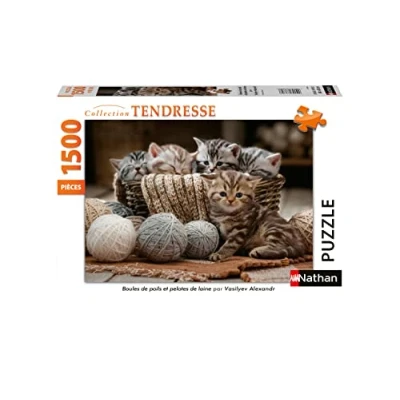 Afbeelding van Nathan puzzel 1500 stukjes Borstelballen en bollen wol Volwassenen kinderen vanaf 14 jaar Hoogwaardige Tederheid collectie 87790