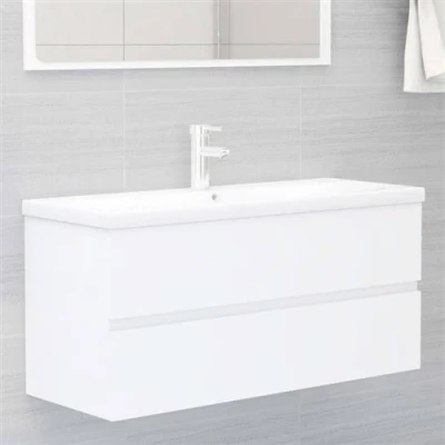 Image de vidaXL Armoire d&#039;évier avec lavabo intégré Blanc Aggloméré