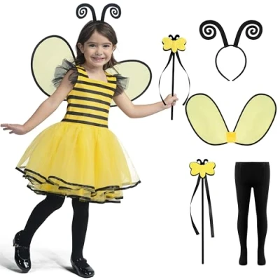 Afbeelding van Spooktacular Creations hommelkostuum voor meisjes, schattig Halloween kostuum en rollenspel, maat L