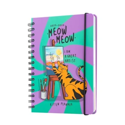 Afbeelding van Grupo Erik Schoolagenda 2025 2026 katten A5 formaat, schrijfwaren voor jongeren, schoolbenodigdheden, agenda meisjes