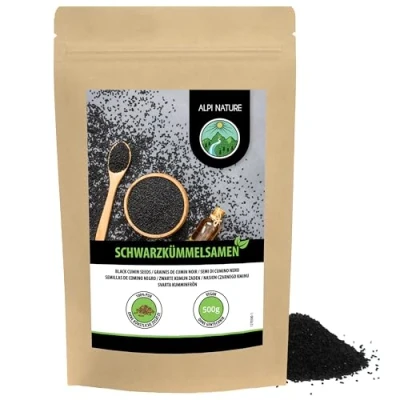 Afbeelding van Hele zwarte komijn (500 g), Nigella zaden, 100% natuurlijke komijnzaad, komijnzaad zonder toevoegingen, veganistisch