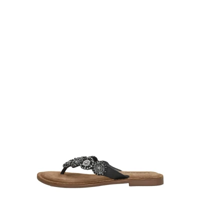Afbeelding van Lazamani Zehensteg Teensandalen, Dames, Maat: 41, Black Leer en textiel