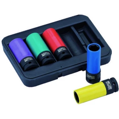 Afbeelding van BAHCO Slagmoerdoppen set lang 5 delig 17/19/21/22/24 mm BWSS12P5