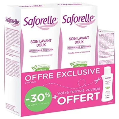Afbeelding van Saforelle Zachte wasverzorging, 2 x 500 ml + milde 100