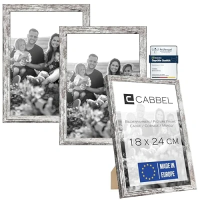 Afbeelding van CABBEL Set van 3 fotolijsten, A5 formaat, mdf houten fotolijst met onbreekbaar acrylglas naturel, berkenhout, 18 x 24 cm