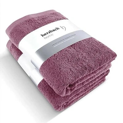 Afbeelding van herzbach home Luxe handdoek Douche Set van 2 Premium kwaliteit 100% Egyptisch katoen 70 x 140 cm 600 g/m² (malve)