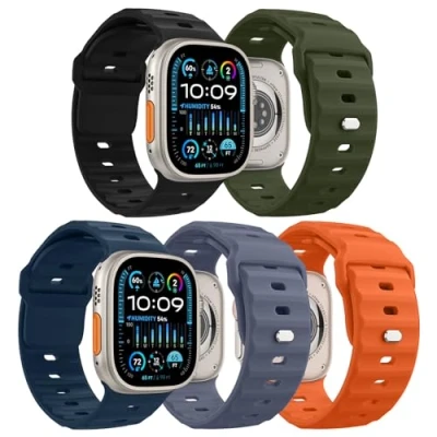 Afbeelding van MoKo Oceaanband, 5 stuks, compatibel met Apple Watch Ultra 2, bandje 49, 46, 45, 44 en 42 mm, mannen, vrouwen, siliconen reserveband voor iWatch band Series 10, 9, 8, 7, 6, 5, 4, SE, ColrD