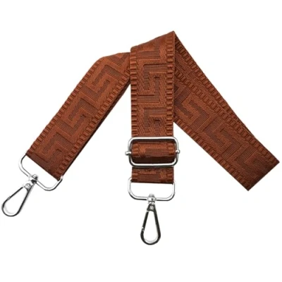 Afbeelding van Verstelbare schouderriem voor tassen, breedte 3,8 cm, met zilverkleurige karabijnhaak, draagriem dameshandtassen, puur bruin, K16