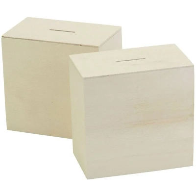 Afbeelding van Creativ Company Houten Spaarpot, 10x10x6cm, 10st.
