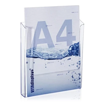 Afbeelding van VITAdisplays Set van 2 transparante wandhouders voor brochures A4 en catalogi