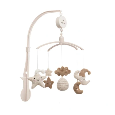 Afbeelding van Baby&#039;s Only Muziekmobiel baby Heaven Boxmobiel Clay/Warm Linen Gebreide figuurtjes Muziek speelgoed Melodie &#039;It&#039;s a small world&#039;