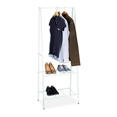 Afbeelding van relaxdays Kledingrek metaal garderobe kledingstandaard schoenenrek WIT
