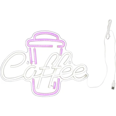 Afbeelding van Star Trading neonbord &#039;Plexy Coffee&#039;, plexiglas, USB, roze wit, 40x30cm