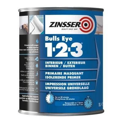 Afbeelding van Rust oleum zinsser bulls eye 1 2 3 primer liter, wit, blik