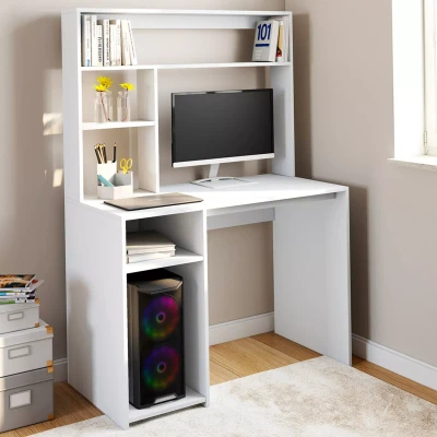 Image de Bureau avec étagères de rangement DAN blanc