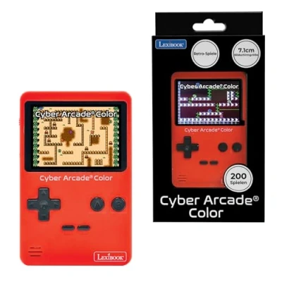 Afbeelding van Lexibook, Cyber Arcade® Color JL2389 Draagbare retro gameconsole, 200 actiespellen, sport, hardlopen, logica en meer, 2,8 inch LCD kleurendisplay, rood