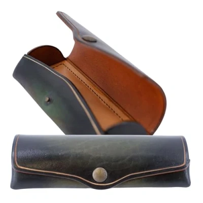 Afbeelding van Brillenkoker MIKA groen zadelleer 16x3x8cm