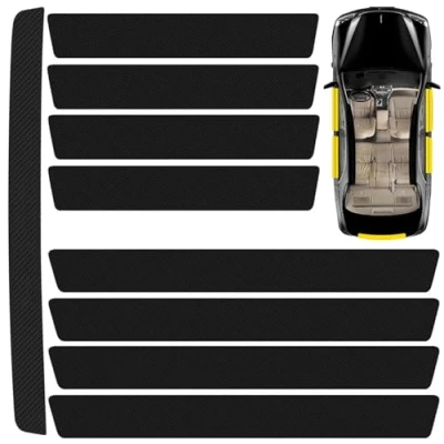 Afbeelding van Set van 9 autodorpelbeschermers koolstofvezel, krasbestendig, voor BMW X1, X2, X3, X4, X5, X6, X7, zwart