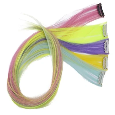 Afbeelding van CAISHA 60 cm kleurrijke strengen clip in extensions glad haar lang haarstukje kleurrijk 6 BST106