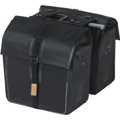 Afbeelding van Basil Urban Dry dubbele fietstas MIK, 50L, mat zwart tarpaulin waterdicht reflectie