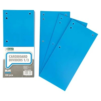 Image de D.RECT Lot de 100 Intercalaires en carton 11 x 24 cm à onglets 160 g/m² Bleu 009446