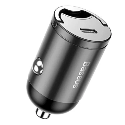Afbeelding van Baseus Mini Type C Autolader QC 3.0 30W Snellader Grijs