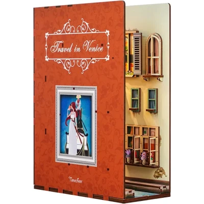 Afbeelding van Tonecheer Book Nook: Travel in Venice Houten 3D puzzel Verlicht Sensor DIY miniatuurhuis TQ107