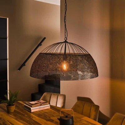 Afbeelding van Hoyz Hanglamp Ø80 Armor Metaal Zwart Bruin