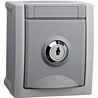 Afbeelding van VIKO 90591045 DE Pacific Wandcontactdoos met randaarde afsluitbaar spatwaterdicht Grijs