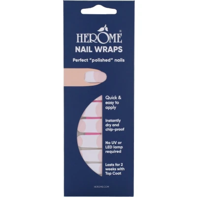 Afbeelding van Herome Nail Wraps French Manicure Pink Nagelstickers art Zonder Droogtijd 2x10 stickers Cadeau Nagellak