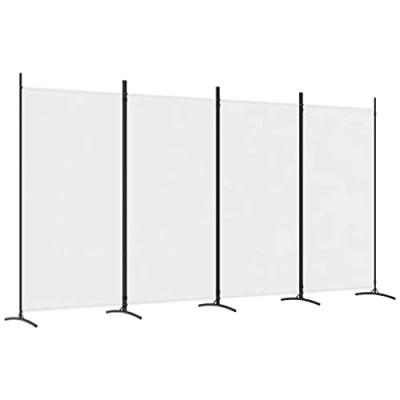 Afbeelding van Kamerscherm met 4 panelen 346x180 cm stof wit