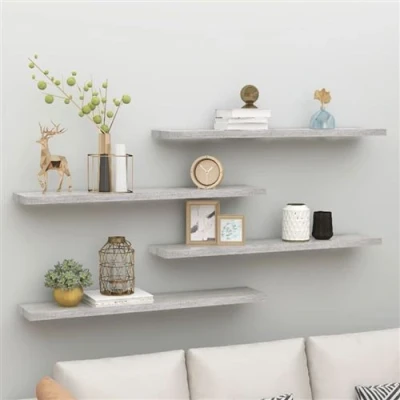Afbeelding van Wandschappen zwevend 4 st 120x23,5x3,8 cm MDF betongrijs