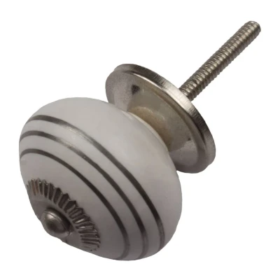 Afbeelding van Good in Style Meubelknop 40mm wit zilver gestreept