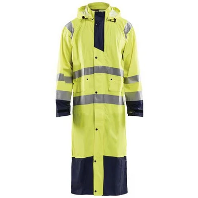 Image de Manteau de pluie haute visibilité niveau 1 jaune fluorescent/marine